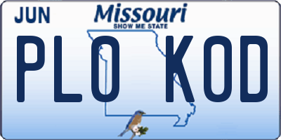 MO license plate PL0K0D