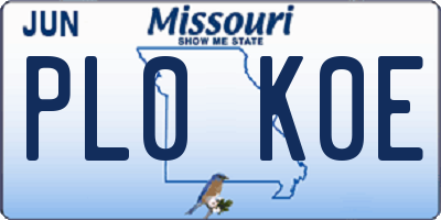 MO license plate PL0K0E