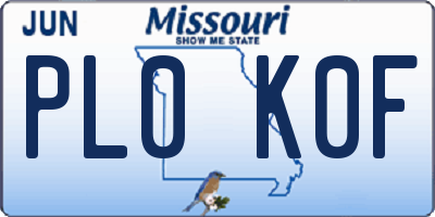 MO license plate PL0K0F