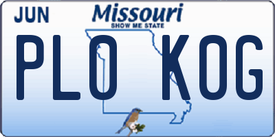 MO license plate PL0K0G