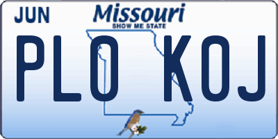 MO license plate PL0K0J