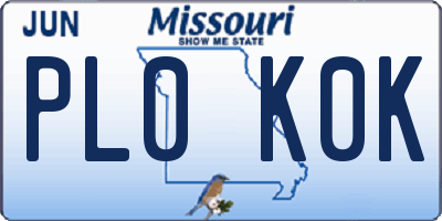 MO license plate PL0K0K
