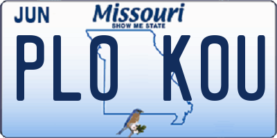 MO license plate PL0K0U