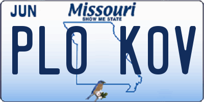 MO license plate PL0K0V