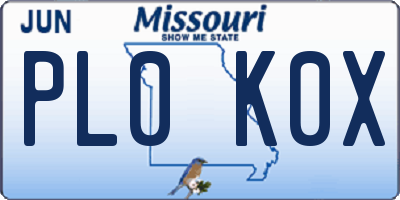 MO license plate PL0K0X