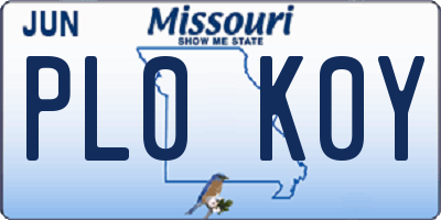 MO license plate PL0K0Y