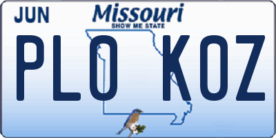 MO license plate PL0K0Z