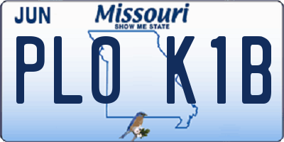 MO license plate PL0K1B