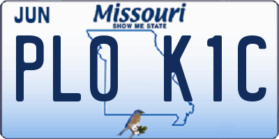MO license plate PL0K1C