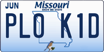 MO license plate PL0K1D
