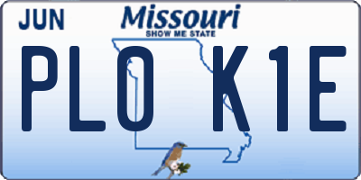 MO license plate PL0K1E