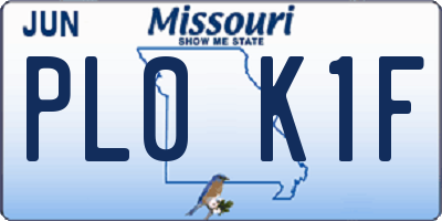 MO license plate PL0K1F
