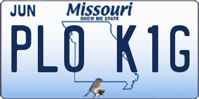MO license plate PL0K1G