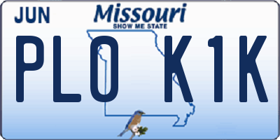 MO license plate PL0K1K