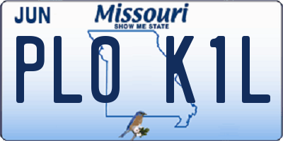 MO license plate PL0K1L