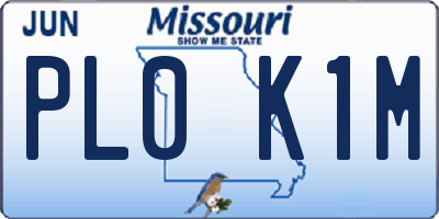 MO license plate PL0K1M