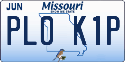 MO license plate PL0K1P
