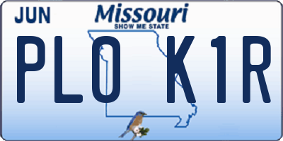 MO license plate PL0K1R
