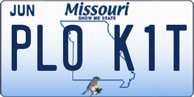 MO license plate PL0K1T