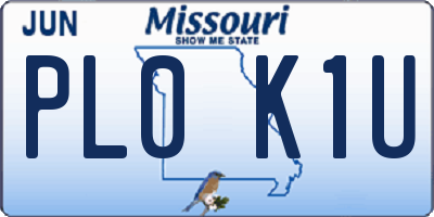 MO license plate PL0K1U