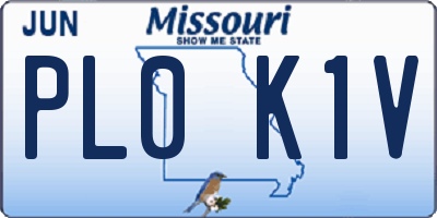MO license plate PL0K1V