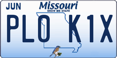 MO license plate PL0K1X