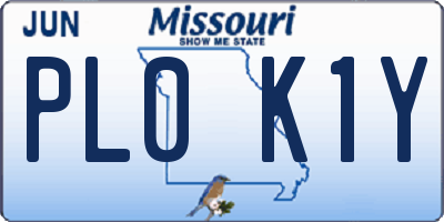 MO license plate PL0K1Y