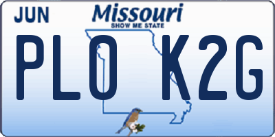 MO license plate PL0K2G