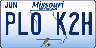 MO license plate PL0K2H