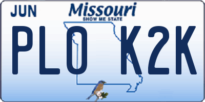 MO license plate PL0K2K