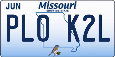MO license plate PL0K2L
