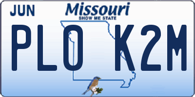MO license plate PL0K2M