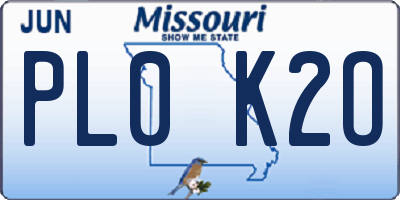 MO license plate PL0K2O
