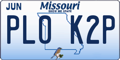 MO license plate PL0K2P