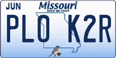MO license plate PL0K2R