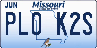 MO license plate PL0K2S