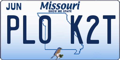 MO license plate PL0K2T