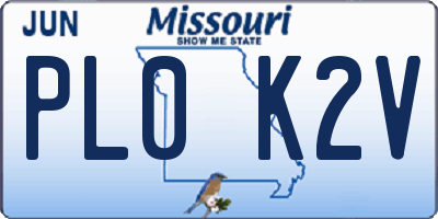 MO license plate PL0K2V