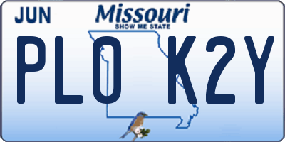 MO license plate PL0K2Y