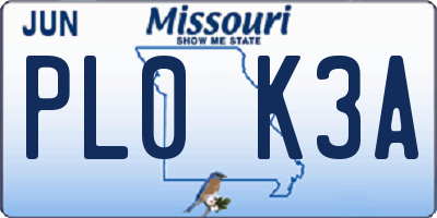 MO license plate PL0K3A