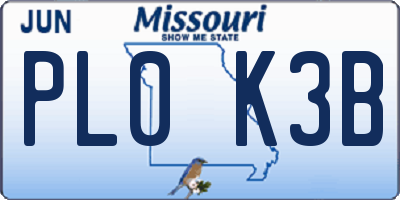 MO license plate PL0K3B