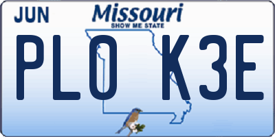 MO license plate PL0K3E