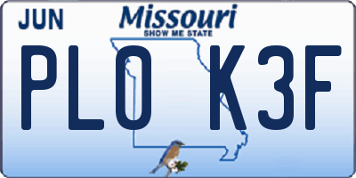 MO license plate PL0K3F