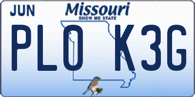 MO license plate PL0K3G