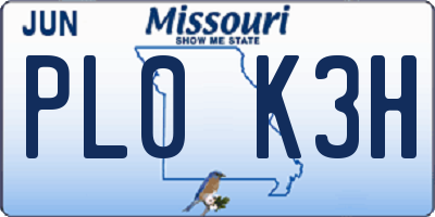 MO license plate PL0K3H