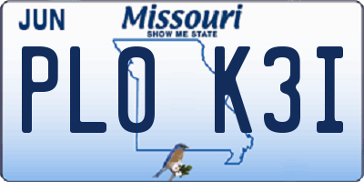 MO license plate PL0K3I