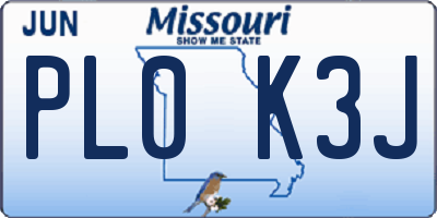 MO license plate PL0K3J
