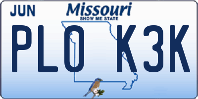 MO license plate PL0K3K