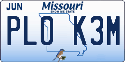 MO license plate PL0K3M