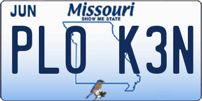 MO license plate PL0K3N